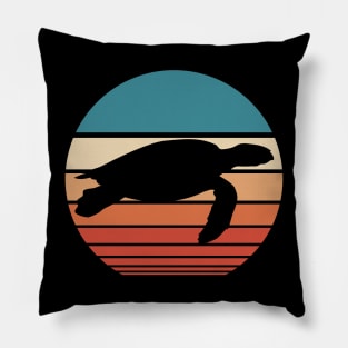 Turtle Retro Sunset Pillow