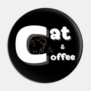 cat and coffee Pin