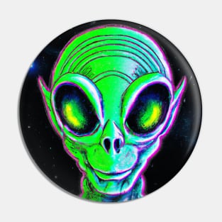 Evil Green Alien Pin