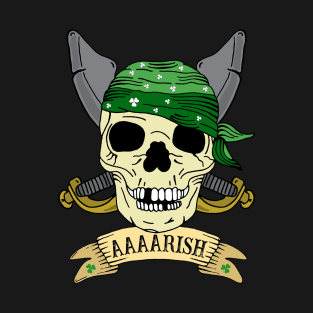 Funny Irish Pirate Skull Character T-Shirt