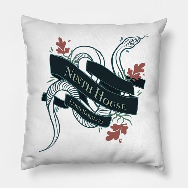 Snake Ninth House Banner - Graphic Illustration (Outline) Pillow by livelonganddraw