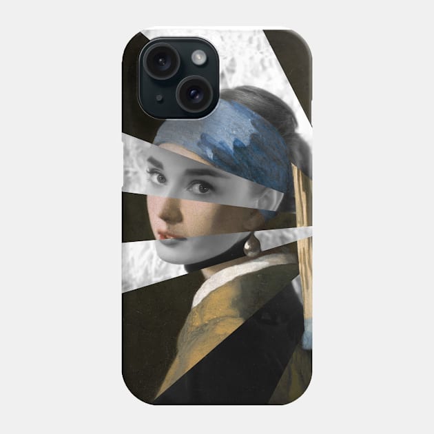 Girl with a Pearl Earring by Vermeer and Audrey H. Phone Case by luigi-tarini