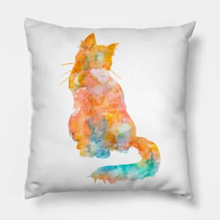 Orange Cat Watercolor Painting Pillow