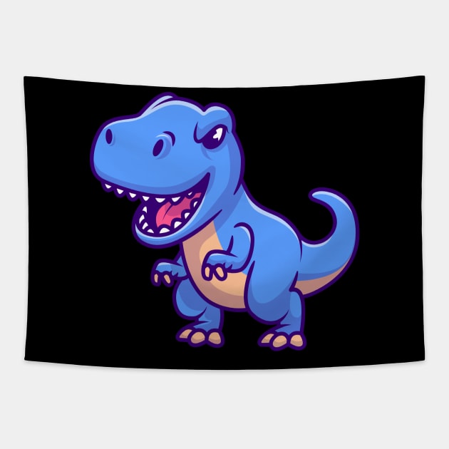 Cute Blue Tyrannosaurus Rex Tapestry by MaiKStore