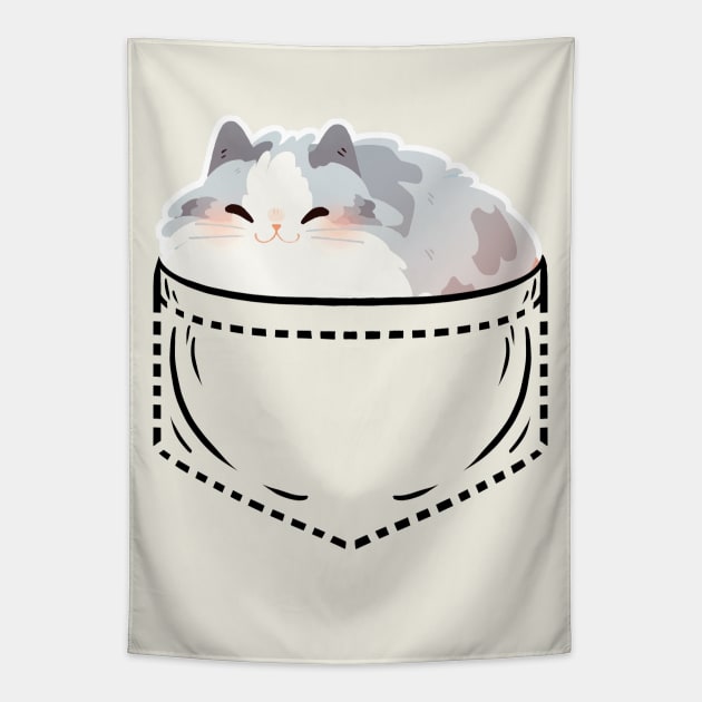 Persian cat inside a pocket Tapestry by RetroPandora