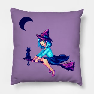 Pixel Witch's First Flight Pillow