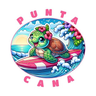 Punta Cana Girls Cute Surfing Sea Turtle T-Shirt