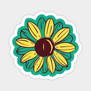 Retro Hippie Sunflower Magnet