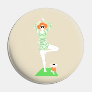 Yoga with sheep Pin