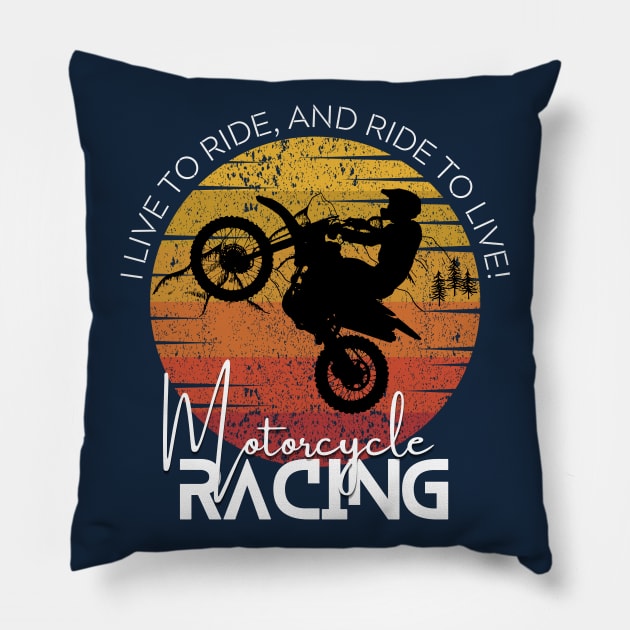 Motorcycle Racing with Life Quotes Pillow by ColorShades