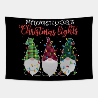 Christmas Lights Three Gnomes Tapestry