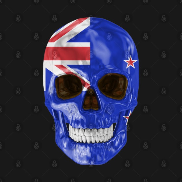 New Zealand Flag Skull - Gift for New Zealander With Roots From New Zealand by Country Flags