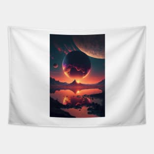 Sunset on mars colony Tapestry