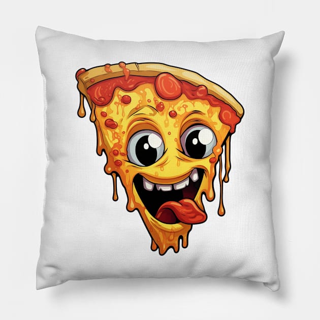 crazy slice of pizza Pillow by VirtualArtGuy