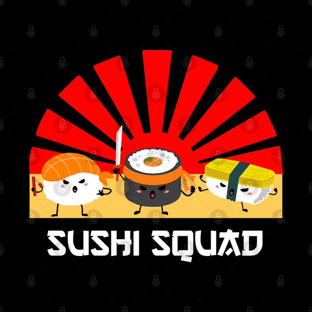 Sushi Gift Print Japanese Sashimi Anime Sushi Ninja Squad Print by Linco