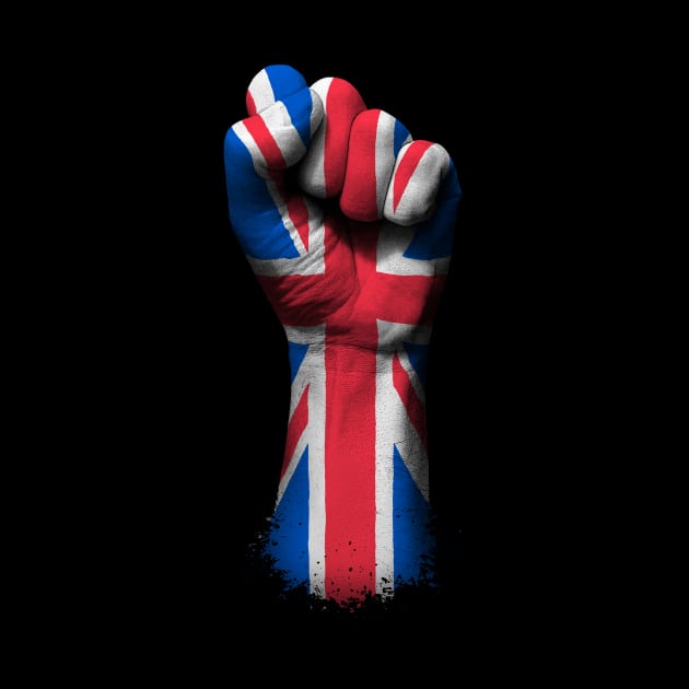 Flag of United Kingdom on a Raised Clenched Fist by jeffbartels