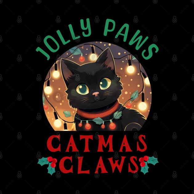 christmas light black cat ,jolly paws catmas claws by legend