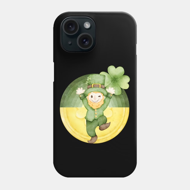 Leprechaun Irish Man with gold, green rainbow with clover. Enjoy St. Paddy's Day! Phone Case by UnCoverDesign