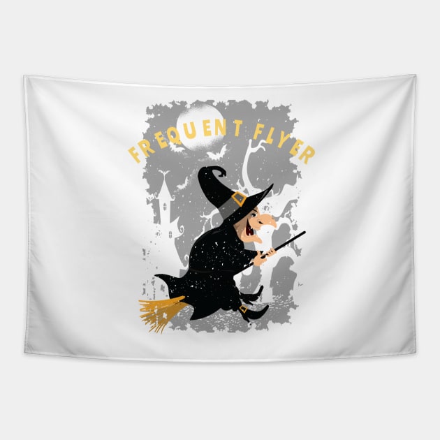 Funny Frequent Flyer Halloween Witch T-Shirt Tapestry by gillys