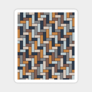 Geometric Tiles in Blue, Grey and Brown Magnet