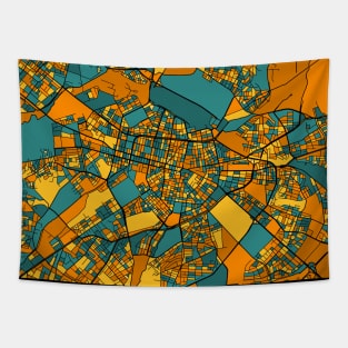 Sofia Map Pattern in Orange & Teal Tapestry