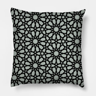 Grey and Black Star Moroccan Star Pattern Pillow