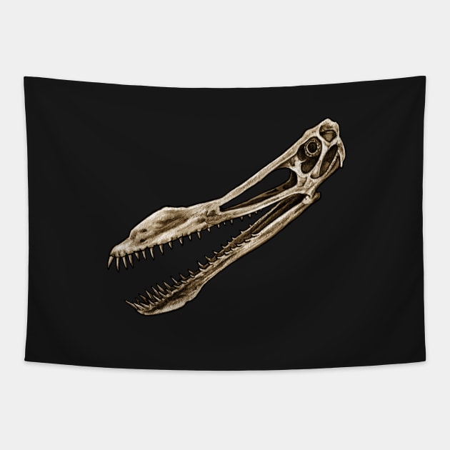 Anhanguera Pterosaur Skull Tapestry by CassWArt