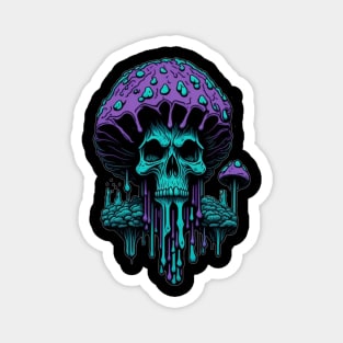 Trippy Melting Mushroom Skull Magnet