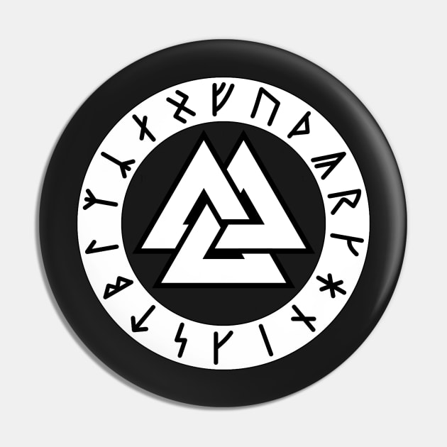 Viking Valknut with Runes Pin by AgemaApparel