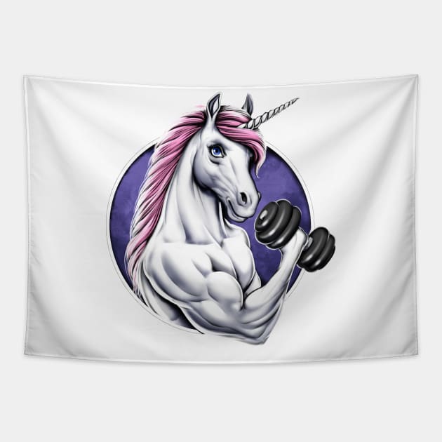 Unicorn Gym Fitness Workout Tapestry by underheaven