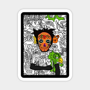 Unique MaleMask NFT with MexicanEye Color and Doodle Art Magnet