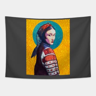 Ukrainian woman in vyshyvanka pop art Tapestry