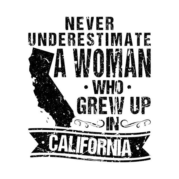 Never Underestimate A Woman Who Grew Up In California by Humbas Fun Shirts