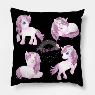 hand drawn cute unicorn character tshirt Pillow