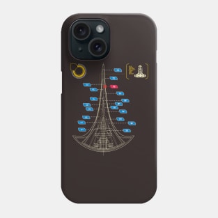 Spaceship blueprint II Phone Case