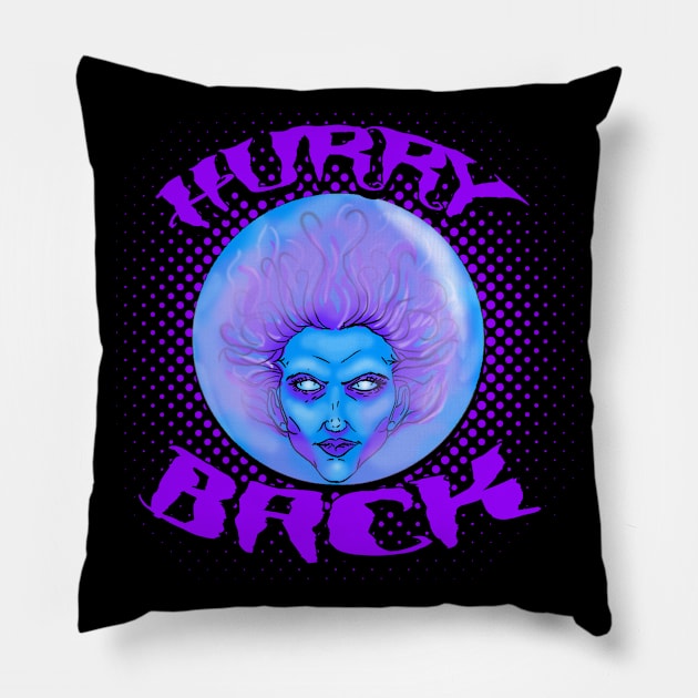 Hurry Back Pillow by crowjandesigns