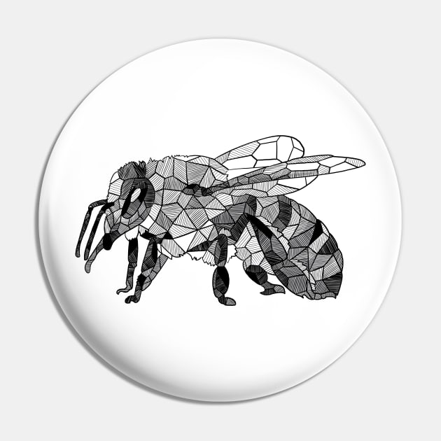 Honey Bee Geometric Sketch Art Pin by polliadesign