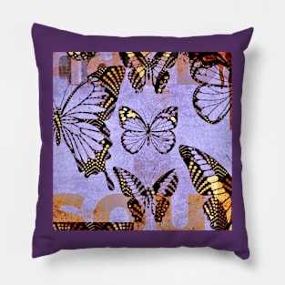 Lilac and Gold Butterflies Pillow