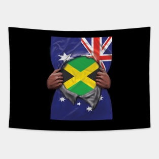 Jamaica Flag Australian Flag Ripped - Gift for Jamaican From Jamaica Tapestry