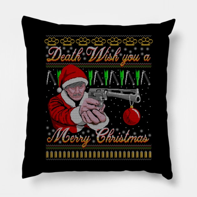 Death Wish You A Merry Christmas Pillow by wolfkrusemark