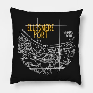 Ellesmere Port Map (White & Orange) Pillow