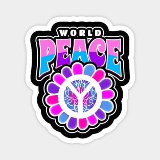 World Peace Sign Pink Blue Magnet