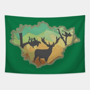 Deer between trees (abstract) Tapestry