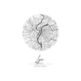 Lyon - France Black Water City Map T-Shirt