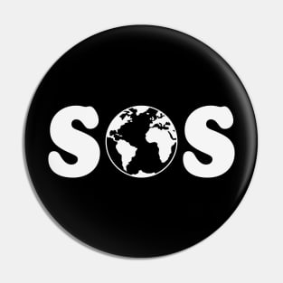 SOS – Earth Overshoot Day / Climate Change (White) Pin