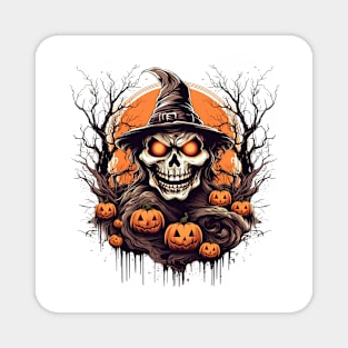 scary witch with pumpkins Magnet