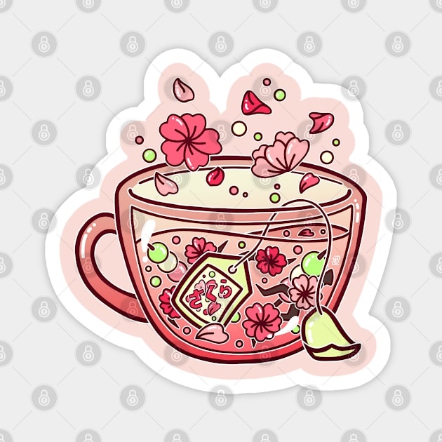 Sakura Tea Magnet by heysoleilart