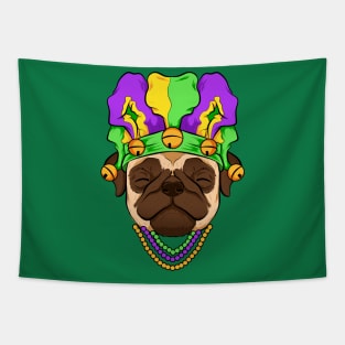 pug mardigras puppy funny new orleans Tapestry