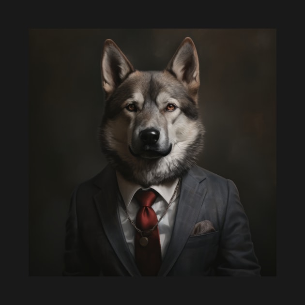 Norwegian Elkhound Dog in Suit by Merchgard