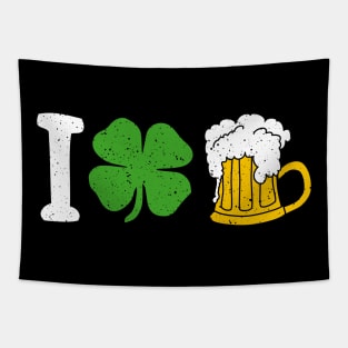 I love Beer T-Shirt Shamrock St Patricks Day irish Gift Tee Tapestry